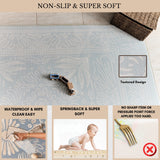Milk It Baby Boho Blue And Beige Leaf 100% TPU Foam Non Toxic Reversible Play Mat, BOHOBLPM