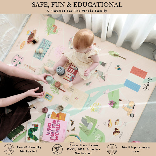 Milk It Baby Paris Play Mat, City Tour Collection 100% TPU Foam Reversible Mat, MI-PARISPM
