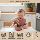 Milk It Baby Rose Pink Bib & Bowl Set, 100% Food Grade Silicone Set, MI-BBRP004