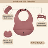 Milk It Baby Rose Pink Bib & Bowl Set, 100% Food Grade Silicone Set, MI-BBRP004