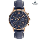 Beverly Hills Polo Club Men's Watch Analog Blue Dial With Blue Leather Strap, BP3034X.499
