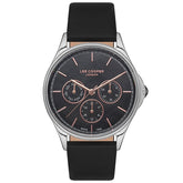 Lee Cooper Women's Watch Analog, Black Dial, Black Leather Strap, LC07204.151