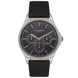 Lee Cooper Women's Watch Analog, Black Dial, Black Leather Strap, LC07204.151