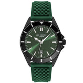 Lee Cooper Men's Date Analog Watch with Green Dial and Green Silicone Band, LC07361.677