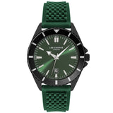 Lee Cooper Men's Date Analog Watch with Green Dial and Green Silicone Band, LC07361.677