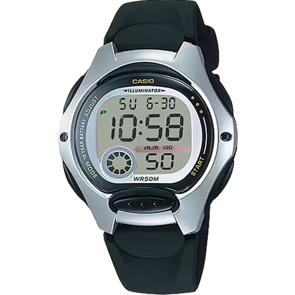 Casio, Women's Watch Digital, Silver Dial Black Leather Band, LW-200-1AVDF