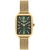 Lee Cooper Women's Analog Watch with Dark Green Malachite Dial and Gold Mesh Band, LC07815.170