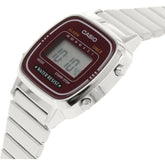 Casio, Women's Watch Vintage Collection Digital, Maroon Dial Silver Stainless Steel Band, LA670WA-4DF product image