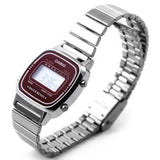 Casio, Women's Watch Vintage Collection Digital, Maroon Dial Silver Stainless Steel Band, LA670WA-4DF product image