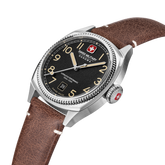 Swiss Military Hanowa Men's Analog Watch Black Dial with Brown Leather Strap, SMWGB0003701