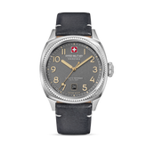 Swiss Military Hanowa Men's Analog Watch Cool Grey Dial with Black Leather Strap, SMWGB0003702