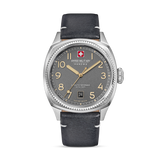Swiss Military Hanowa Men's Analog Watch Cool Grey Dial with Black Leather Strap, SMWGB0003702