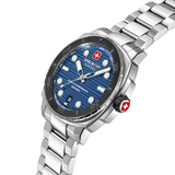 Swiss Military Hanowa Men's Analog Watch Blue Dial with Silver Stainless Steel Bracelet, SMWGH0006602