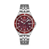 Swiss Military Hanowa Men's Analog Watch Red Dial with Silver Stainless Steel Bracelet, SMWGH0006703