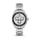 Swiss Military Hanowa Men's Chronograph Watch White Dial with Silver Stainless Steel Bracelet, SMWGI0006801