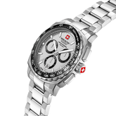 Swiss Military Hanowa Men's Chronograph Watch White Dial with Silver Stainless Steel Bracelet, SMWGI0006801