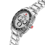 Swiss Military Hanowa Men's Chronograph Watch White Dial with Silver Stainless Steel Bracelet, SMWGI0006801