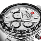 Swiss Military Hanowa Men's Chronograph Watch White Dial with Silver Stainless Steel Bracelet, SMWGI0006801