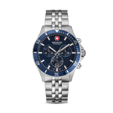 Swiss Military Hanowa Men's Chronograph Watch Blue Dial with Silver Stainless Steel Bracelet, SMWGI0007603