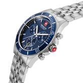 Swiss Military Hanowa Men's Chronograph Watch Blue Dial with Silver Stainless Steel Bracelet, SMWGI0007603