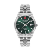 Swiss Military Hanowa Men's Automatic Watch Olive Green Dial with Silver Stainless Steel Bracelet, SMWGL0002103