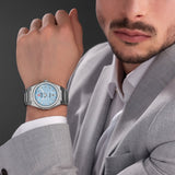 Swiss Military Hanowa Men's Automatic Watch Ice Blue Dial with Silver Stainless Steel Bracelet, SMWGL0006904