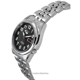Seiko 21 Jewels Men's Automatic Watch Analog Black Dial with Silver Stainless Steel Band, SNK381K