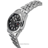 Seiko 21 Jewels Men's Automatic Watch Analog Black Dial with Silver Stainless Steel Band, SNK381K