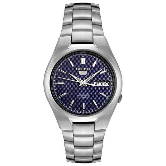 Seiko 21 Jewels Men's Automatic Watch Analog Blue Dial with Silver Stainless Steel Band, SNK603K authentic Seiko watch with original box and warranty papers