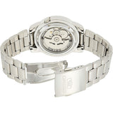 Seiko Men's Mechanical Watch Analog, Black Dial with Silver Stainless Steel Band, SNKK31K