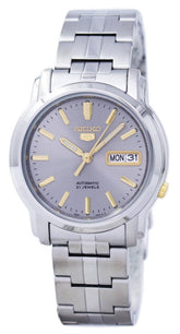 Seiko Men's Mechanical Watch Analog, Grey Dial with Silver Stainless Steel Band, SNKK67K