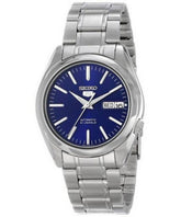 Seiko Men's Mechanical Watch Analog, Blue Dial with Silver Stainless Steel Band, SNKL43K