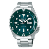 Seiko, Men's Mechanical Sport Watch Analog, Green Dial Silver Stainless Steel Band, SRPD61K