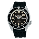 Seiko 5 Men's Automatic Watch Analog Black Dial with Black Resin Strap, SRPD73K2