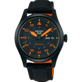 SEIKO Automatic Men's Watch with Day and Date and Black Dial with Black Nylon Strap,SRPH33K