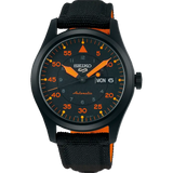 SEIKO Automatic Men's Watch with Day and Date and Black Dial with Black Nylon Strap,SRPH33K