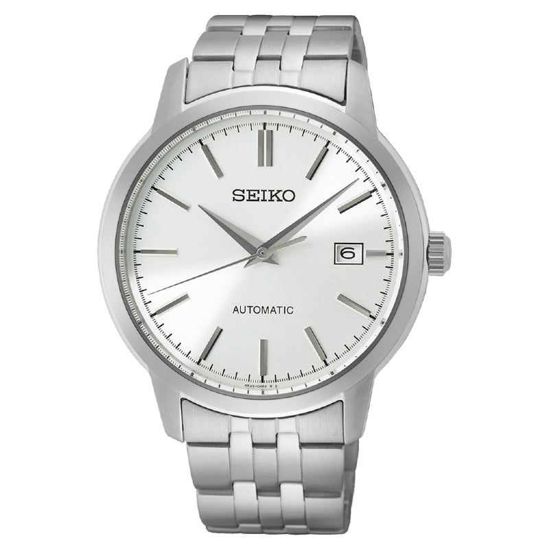 SEIKO Automatic Men's Watch with Date and Silver Dial and Silver Stainless Steel Strap,SRPH85K