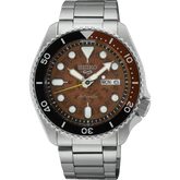 Seiko 5 Men's Automatic Watch Analog Brown Dial with Silver Stainless Steel Band, SRPJ47K