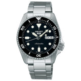 Seiko 5 Men's Automatic Watch Analog Black Dial with Black Stainless Steel Band, SRPK29K