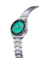 Seiko, Men's Mechanical Watch Analog, Orange Dial Silver Stainless Steel Band, SRPK33K