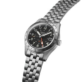 Seiko 5 Sports Men's Automatic GMT Watch Analog Black Dial with Silver Stainless Steel Band, SSK023K