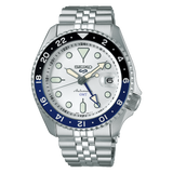 Seiko 5 Sports Men's Automatic Watch Analog White Dial with Silver Stainless Steel Band, SSK033K