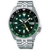 Seiko 5 Sports Men's Automatic Watch Analog Green Dial with Silver Stainless Steel Band, SSK035K