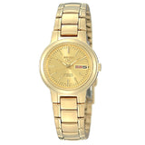 Seiko 5 Automatic Women's Watch with Day and Date display, Gold dial and Gold Stainless Strap, SYME46K