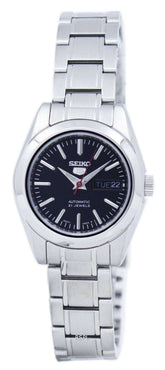 Seiko Women's Mechanical Watch Analog, Black Dial Silver Stainless Band, SYMK17J
