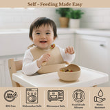 Milk It Baby Sandy Beige Bib & Bowl Set, 100% Food Grade Silicone Set, MI-BBSB005