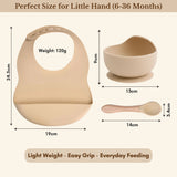 Milk It Baby Sandy Beige Bib & Bowl Set, 100% Food Grade Silicone Set, MI-BBSB005