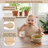 Milk It Baby Sandy Beige Bib & Bowl Set, 100% Food Grade Silicone Set, MI-BBSB005