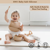 Milk It Baby Sandy Beige Bib & Bowl Set, 100% Food Grade Silicone Set, MI-BBSB005