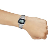 Casio Unisex Watch Vintage Collection Digital, Black Dial Silver Stainless Steel Strap, B640WD-1AVDF